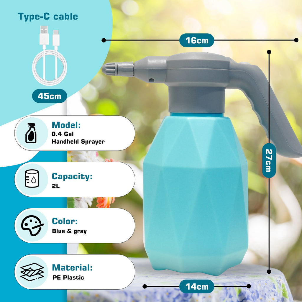 BIRCHTREE Electric Garden Sprayer Bottle with USB Type-C Charger