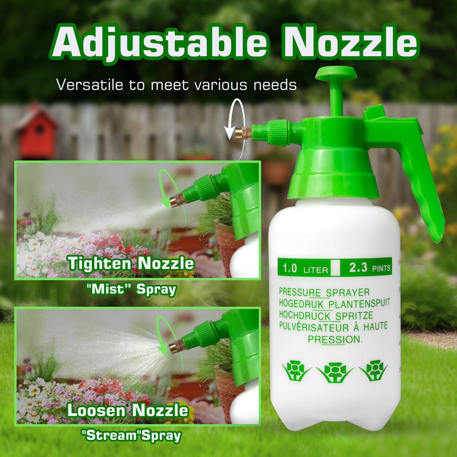 BIRCHTREE Manual Pump Garden Sprayer Bottle
