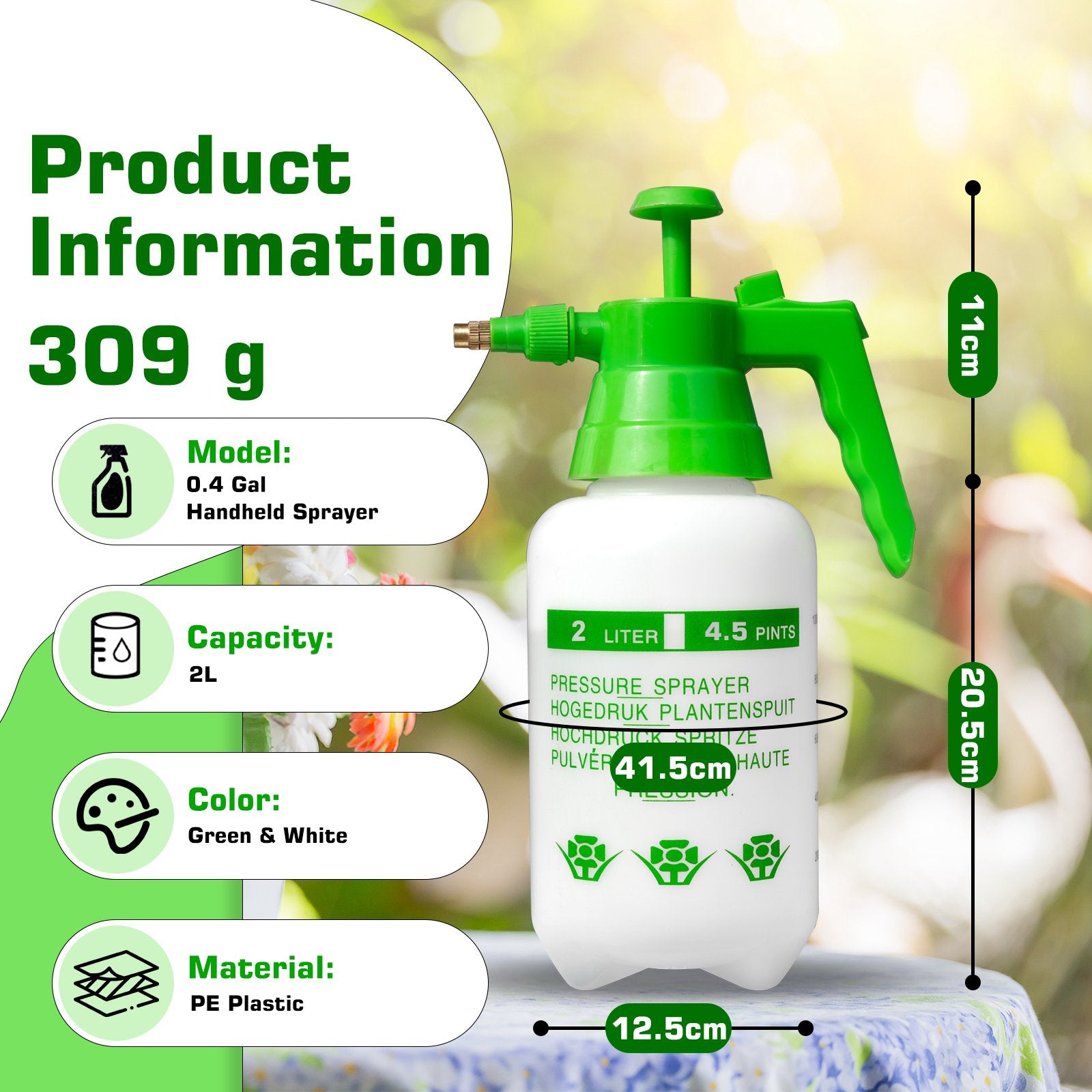 BIRCHTREE Manual Pump Garden Sprayer Bottle