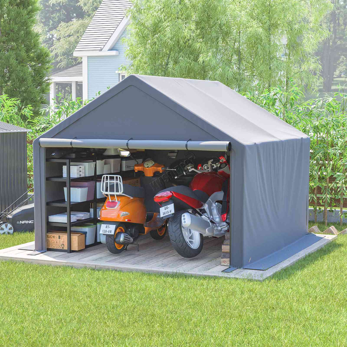 BIRCHTREE Storage Tent Garden Bike Shed Steel Frame Zipper Door