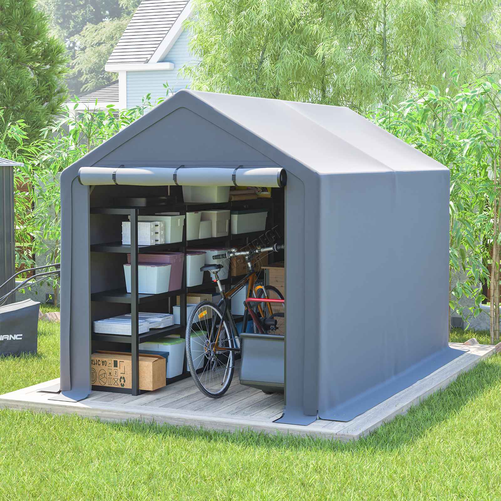 BIRCHTREE Storage Tent Garden Bike Shed Steel Frame Zipper Door
