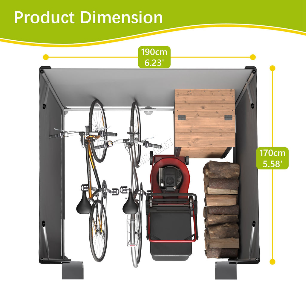 BIRCHTREE Storage Tent Garden Bike Shed Steel Frame Zipper Door