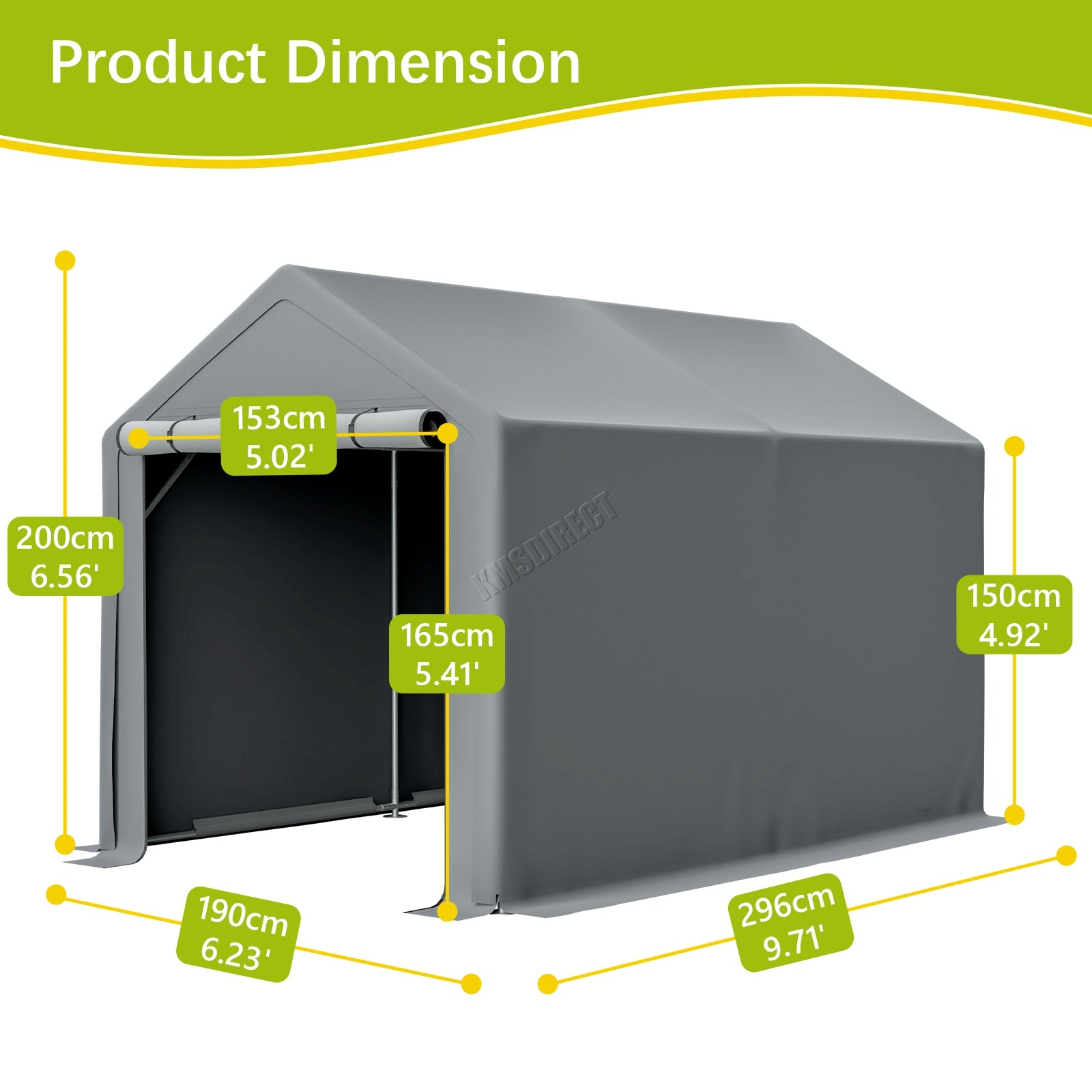 BIRCHTREE Storage Tent Garden Bike Shed Steel Frame Zipper Door