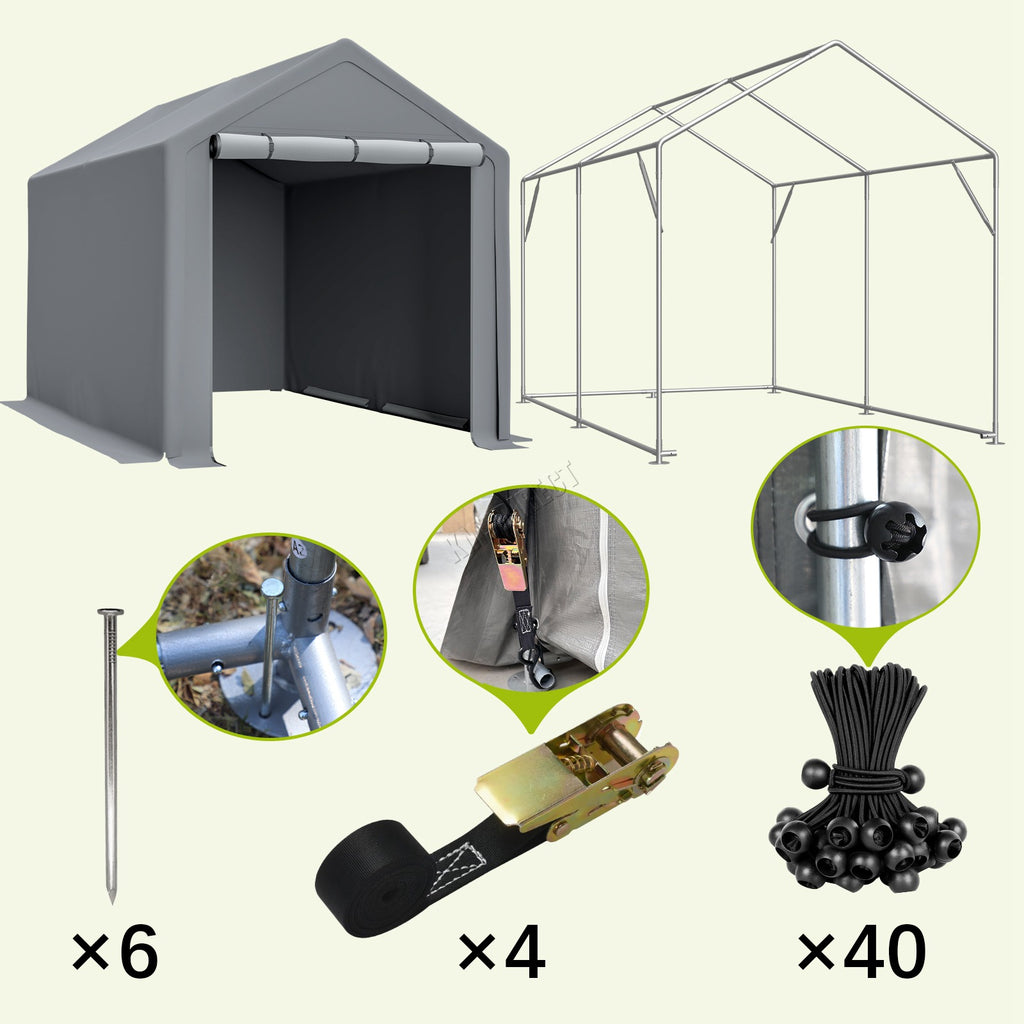 BIRCHTREE Storage Tent Garden Bike Shed Steel Frame Zipper Door