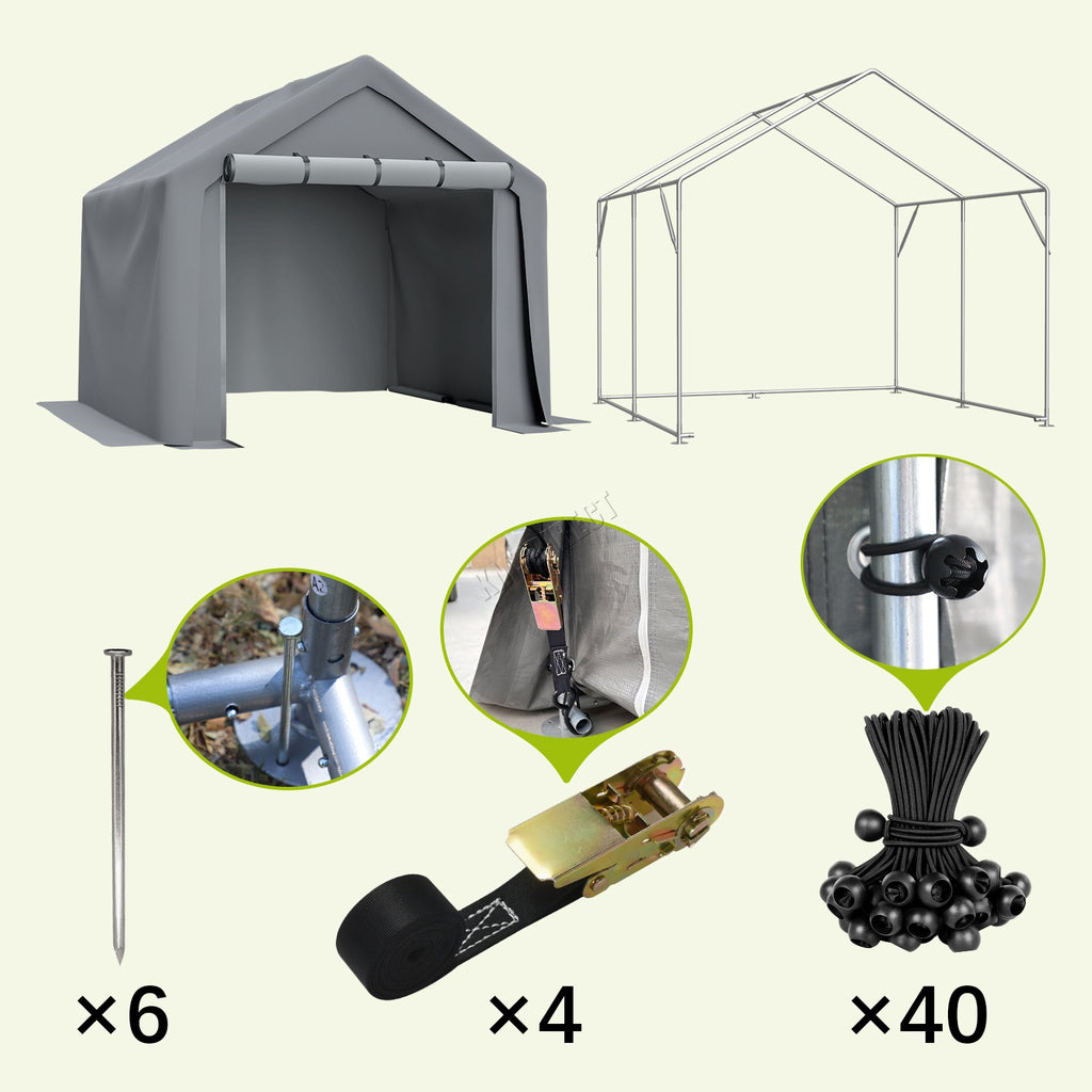 BIRCHTREE Storage Tent Garden Bike Shed Steel Frame Zipper Door