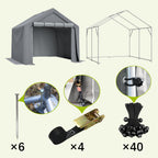 BIRCHTREE Storage Tent Garden Bike Shed Steel Frame Zipper Door