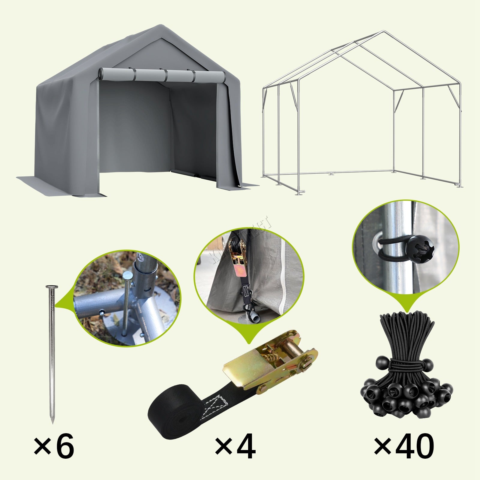 BIRCHTREE Storage Tent Garden Bike Shed Steel Frame Zipper Door