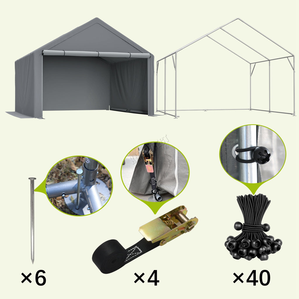 BIRCHTREE Storage Tent Garden Bike Shed Steel Frame Zipper Door