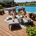 BIRCHTREE Sun Lounger with Footstool Grey