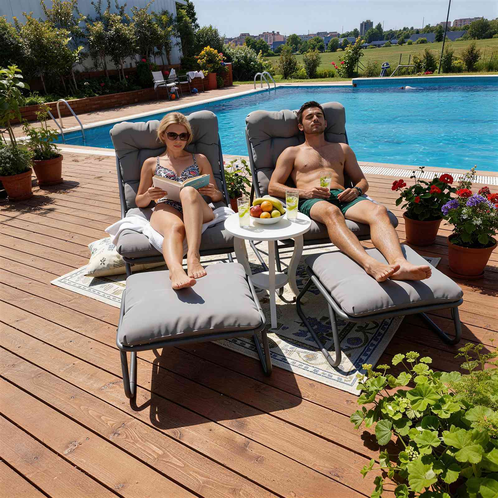 Birchtree Sun Lounger with Footstool