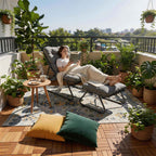 BIRCHTREE Sun Lounger with Footstool Grey