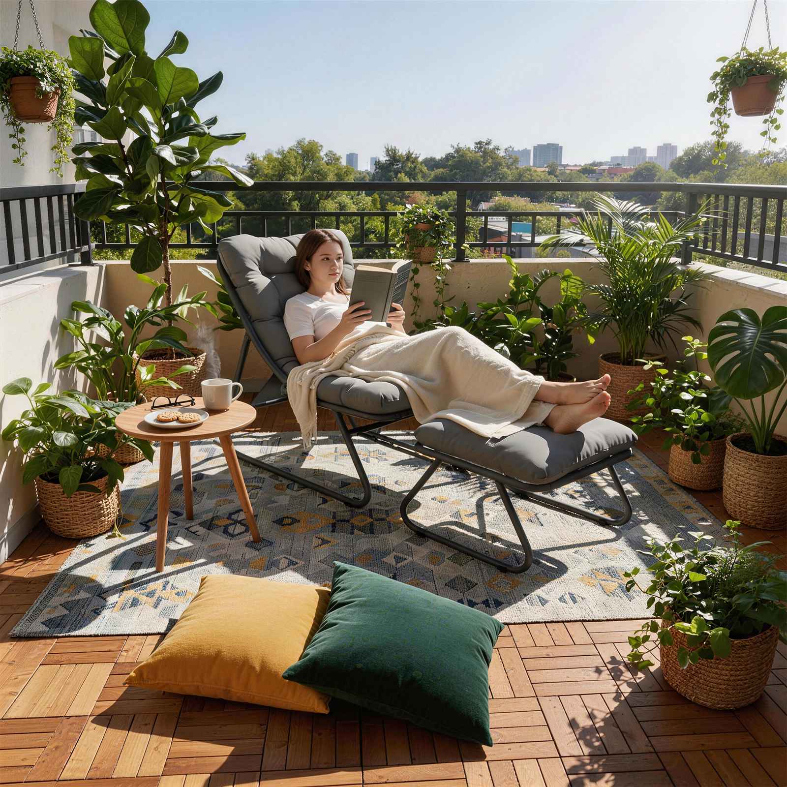 Birchtree Sun Lounger with Footstool