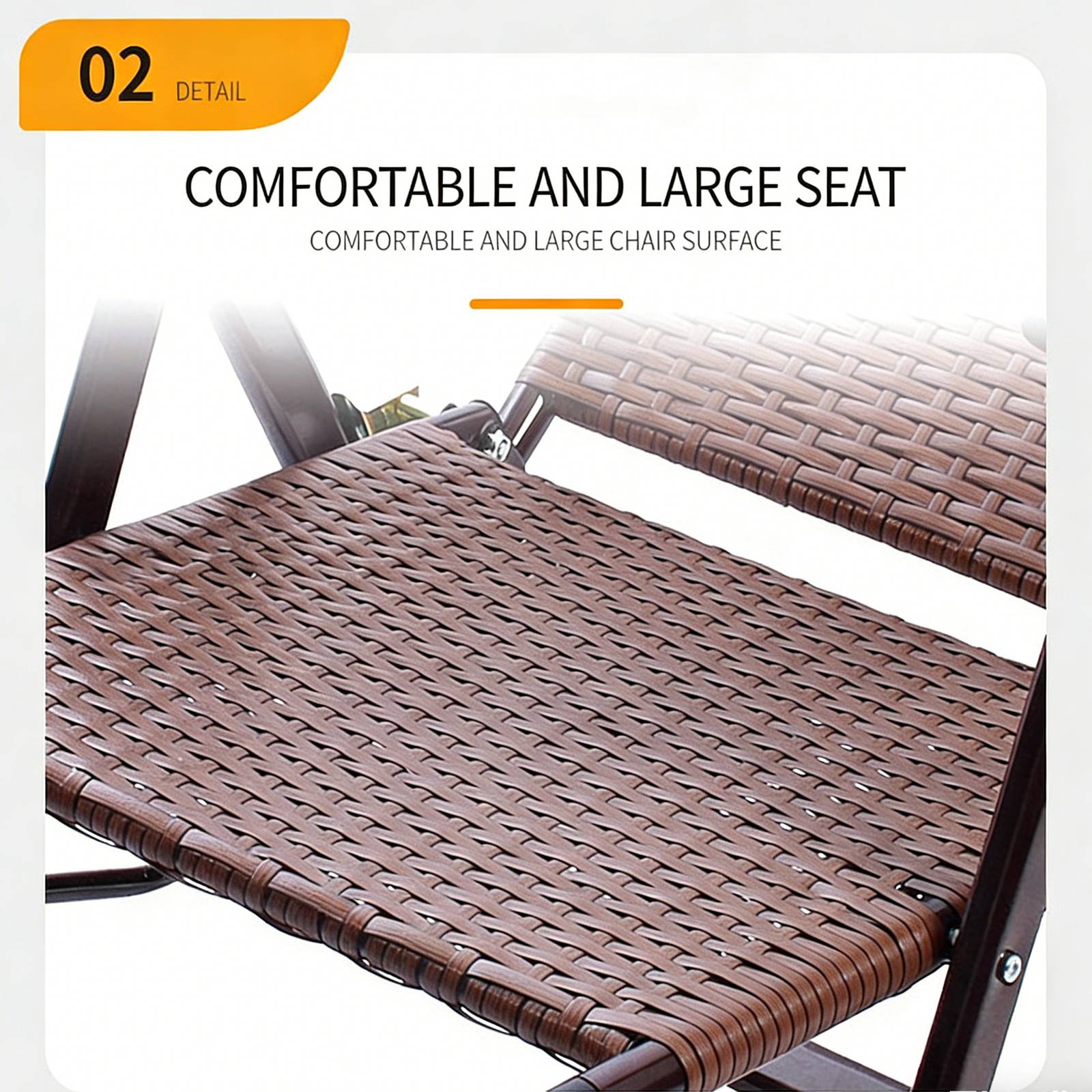 Brown rattan outdoor recliner chair with a large seat surface on a white background