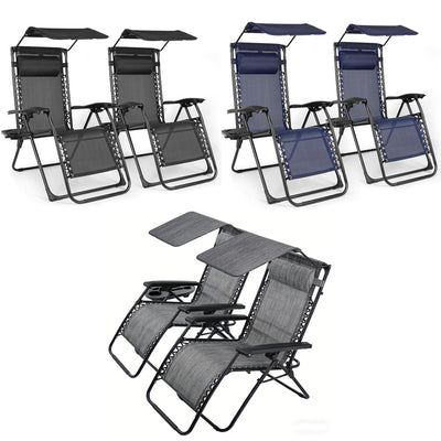 BIRCHTREE Set of 2 Garden Recliner Chair Sun Loungers SR06