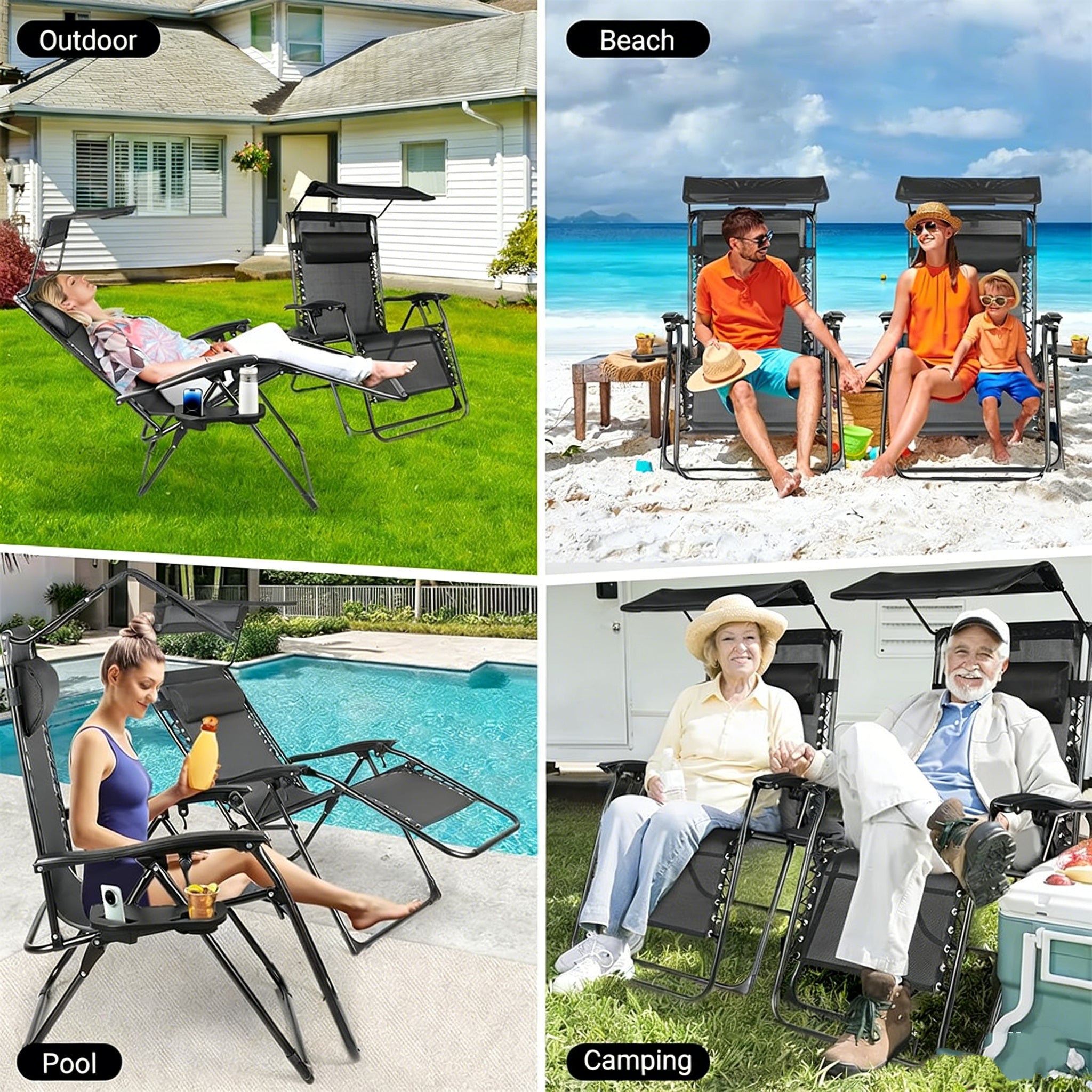 BIRCHTREE Set of 2 Garden Recliner Chair Sun Loungers SR06