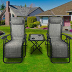 BIRCHTREE Sun Recliner Set of 3 Foldable Chair and Table SR04