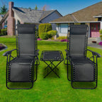 BIRCHTREE Sun Recliner Set of 3 Foldable Chair and Table SR04