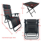BIRCHTREE Sun Recliner Set of 3 Foldable Chair and Table SR04