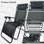 BIRCHTREE Sun Recliner Set of 3 Foldable Chair and Table SR04