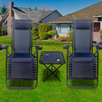 BIRCHTREE Sun Recliner Set of 3 Foldable Chair and Table SR04
