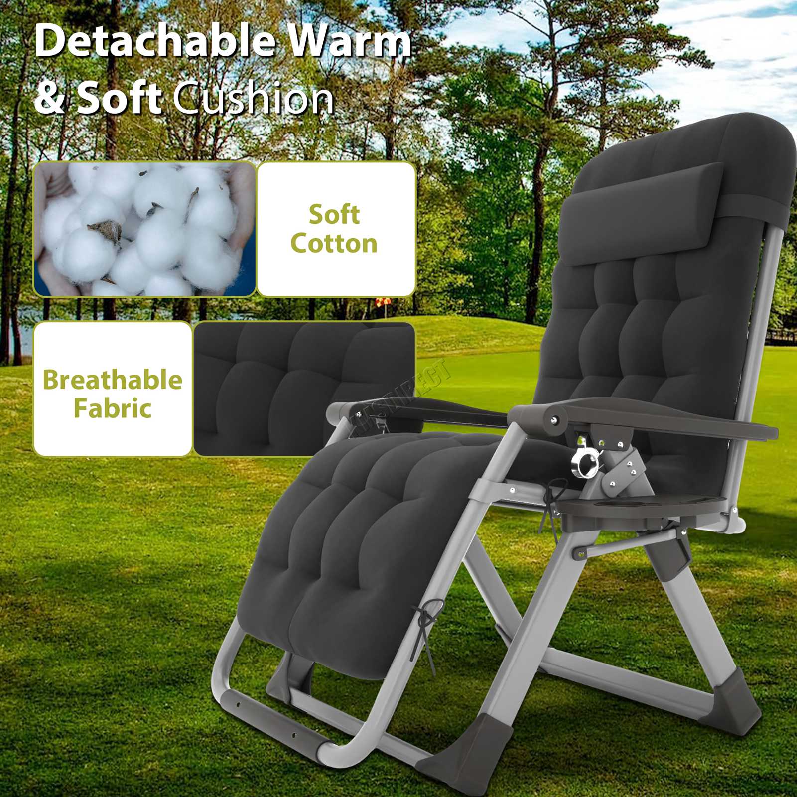BIRCHTREE Sun Recliner With Cushion Foldable Chair SR05