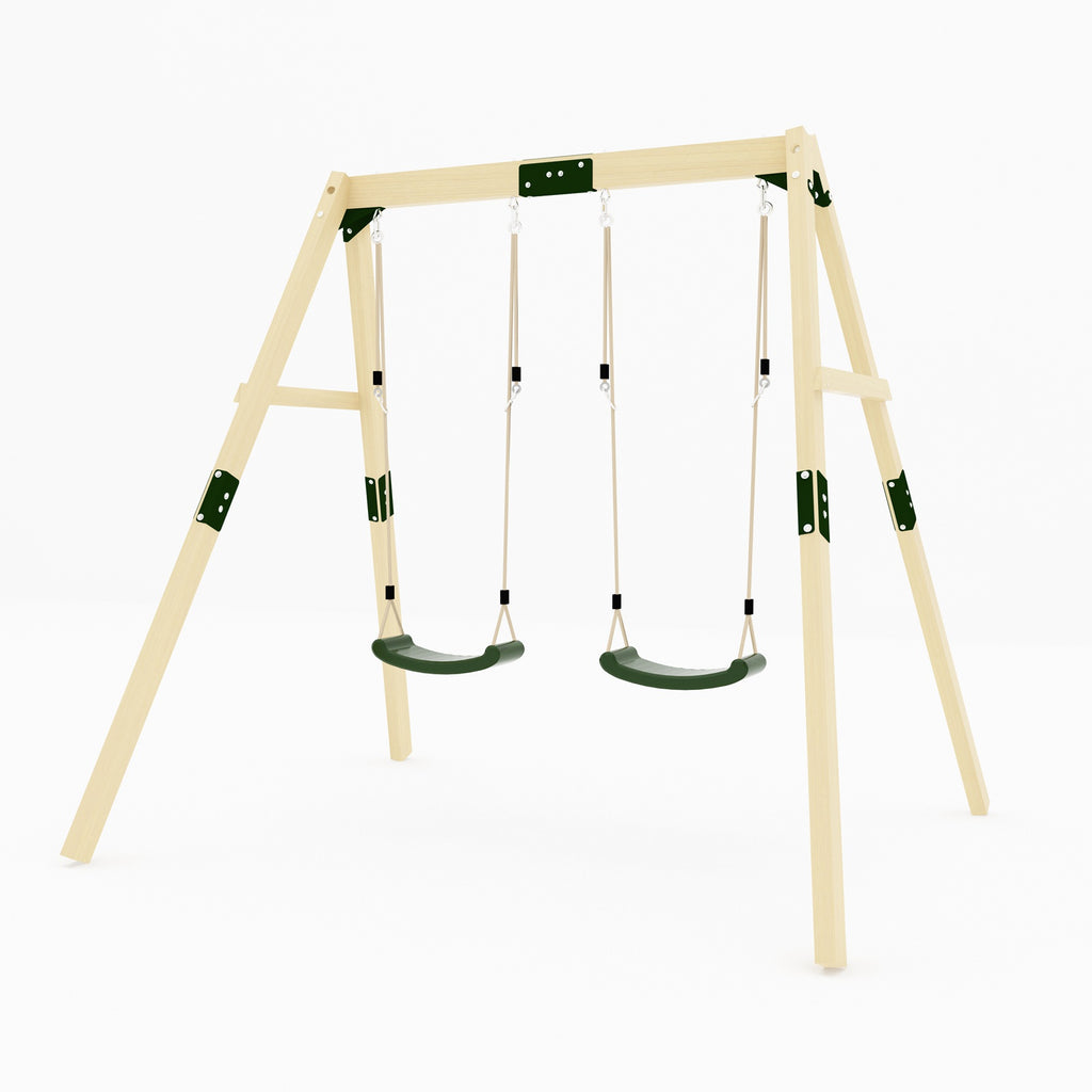 Galactica Outdoor Wooden Double Swing Set