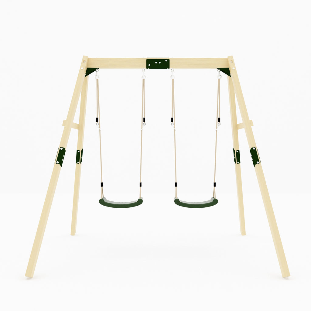 Galactica Outdoor Wooden Double Swing Set