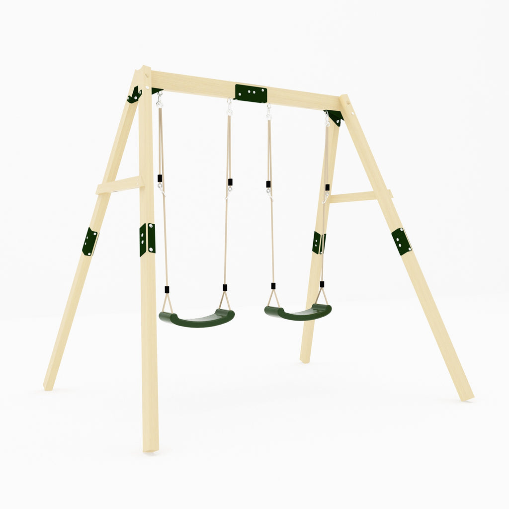 Galactica Outdoor Wooden Double Swing Set
