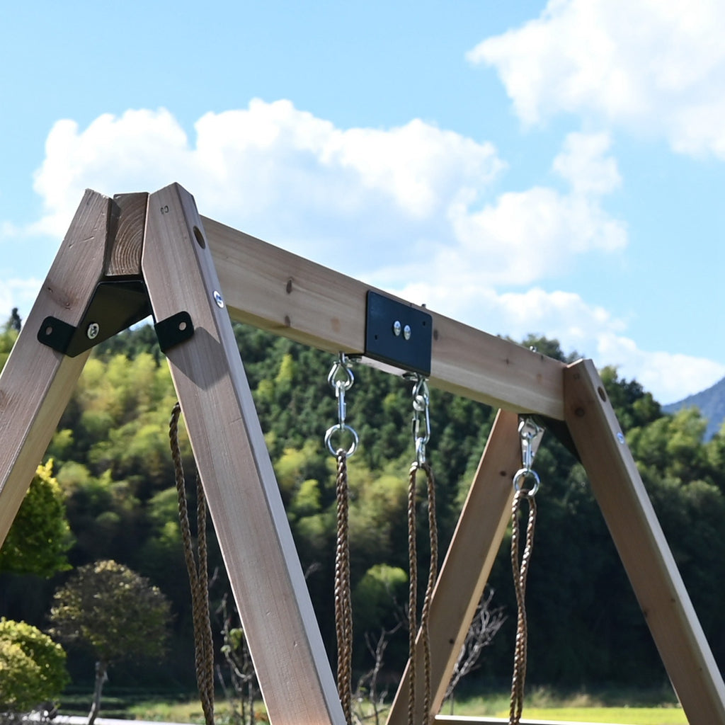 Galactica Outdoor Wooden Double Swing Set