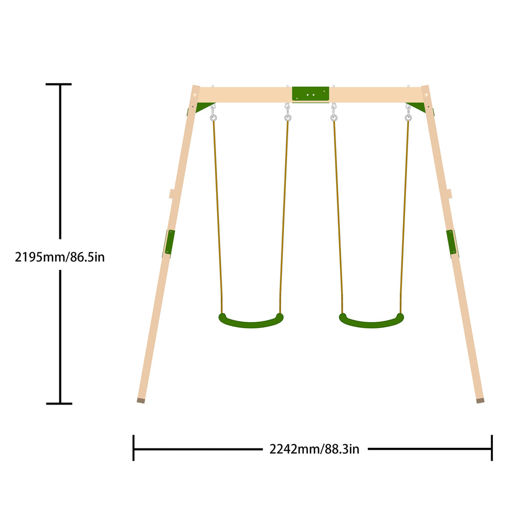 Galactica Outdoor Wooden Double Swing Set