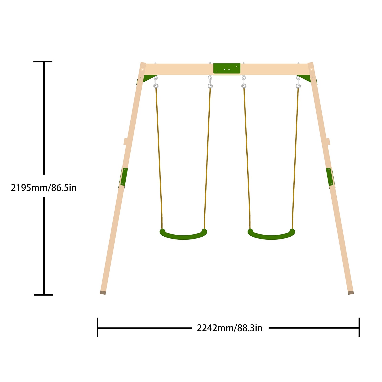 Galactica Outdoor Wooden Double Swing Set