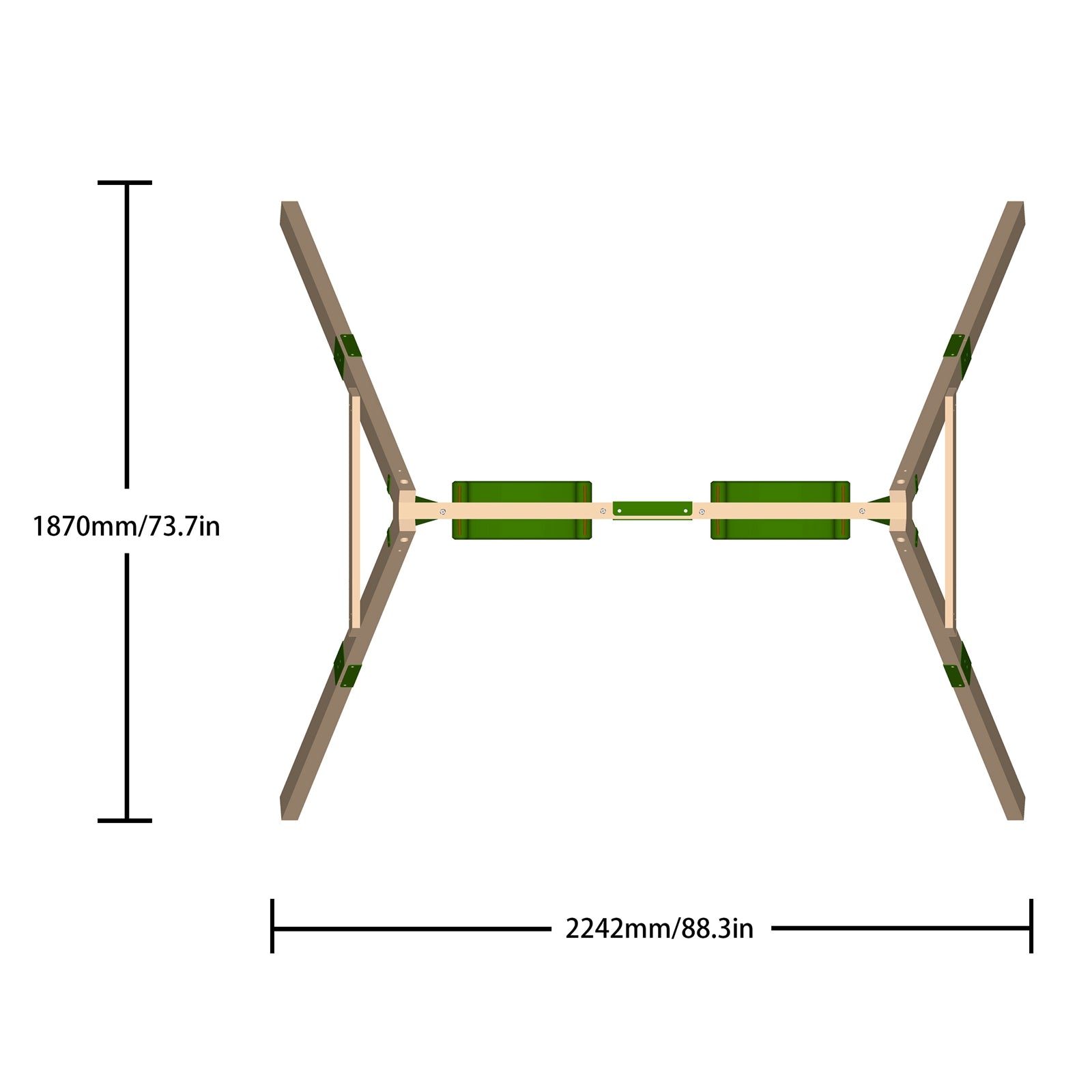 Galactica Outdoor Wooden Double Swing Set