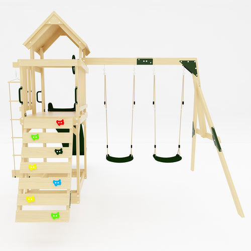 GALACTICA Outdoor Wooden Swing and Slide Set GC-SSS01