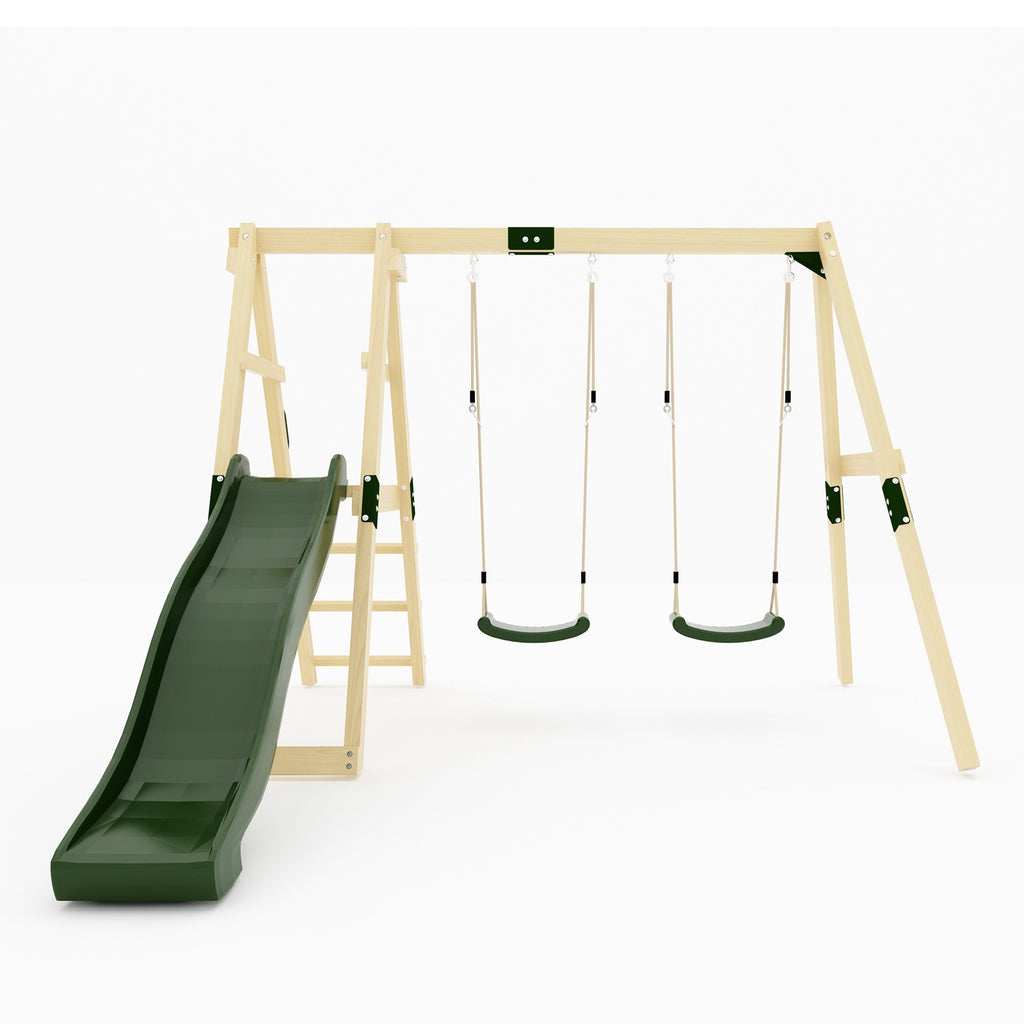 GALACTICA Outdoor Wooden Swing and Slide Set GC-SSS03