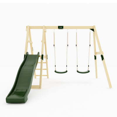 GALACTICA Outdoor Wooden Swing and Slide Set GC-SSS03