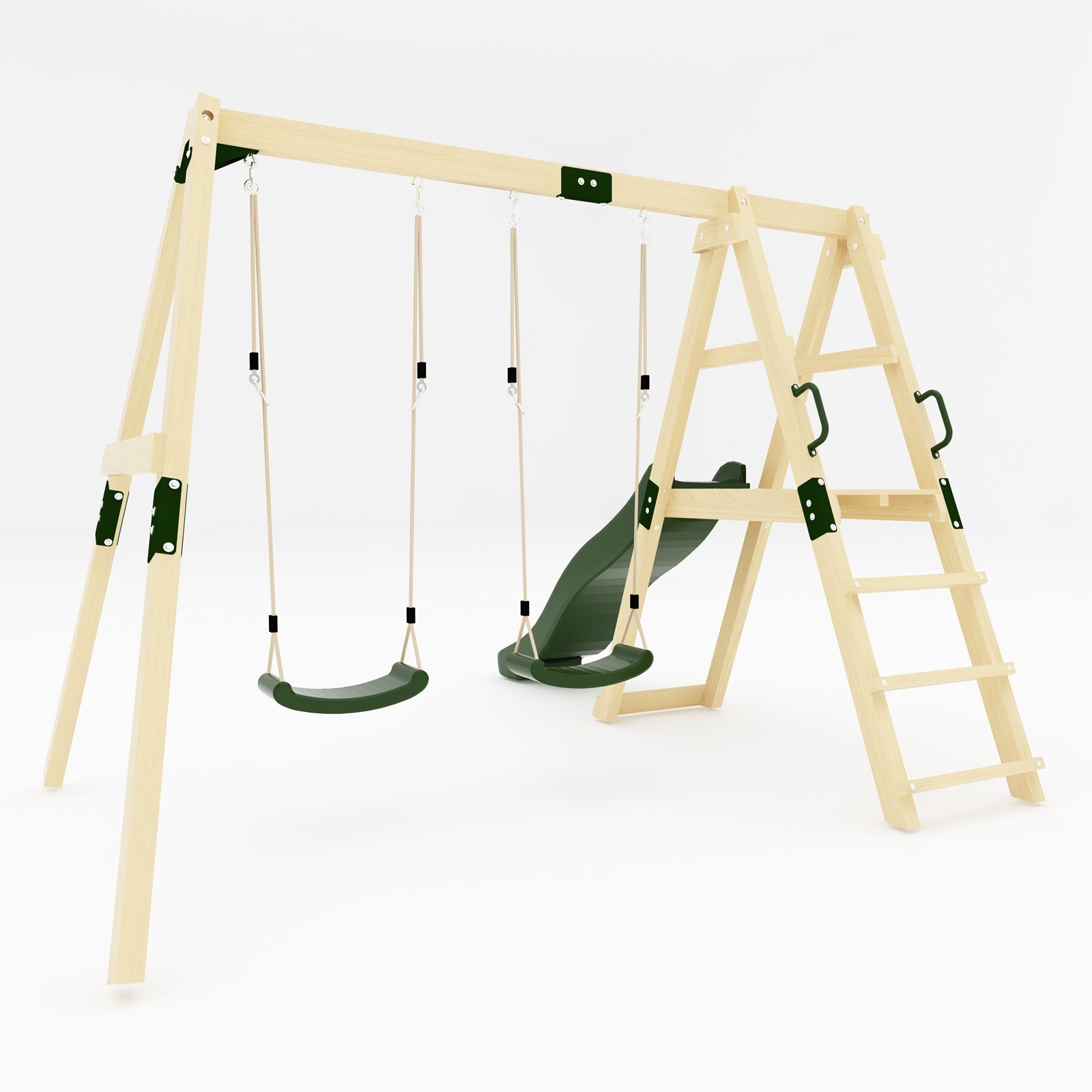 GALACTICA Outdoor Wooden Swing and Slide Set GC-SSS03