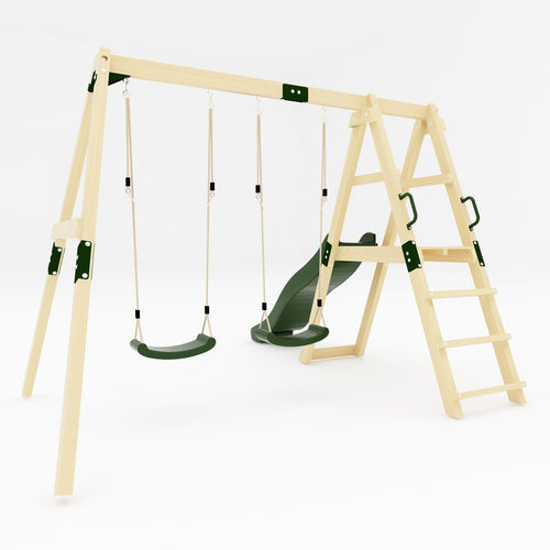 GALACTICA Outdoor Wooden Swing and Slide Set GC-SSS03
