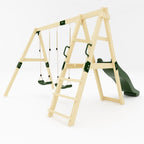 GALACTICA Outdoor Wooden Swing and Slide Set GC-SSS03