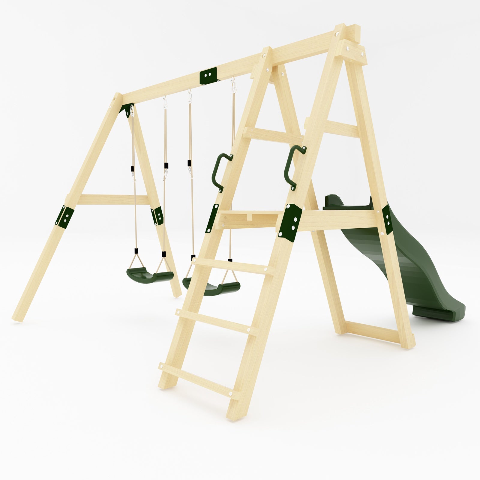 GALACTICA Outdoor Wooden Swing and Slide Set GC-SSS03