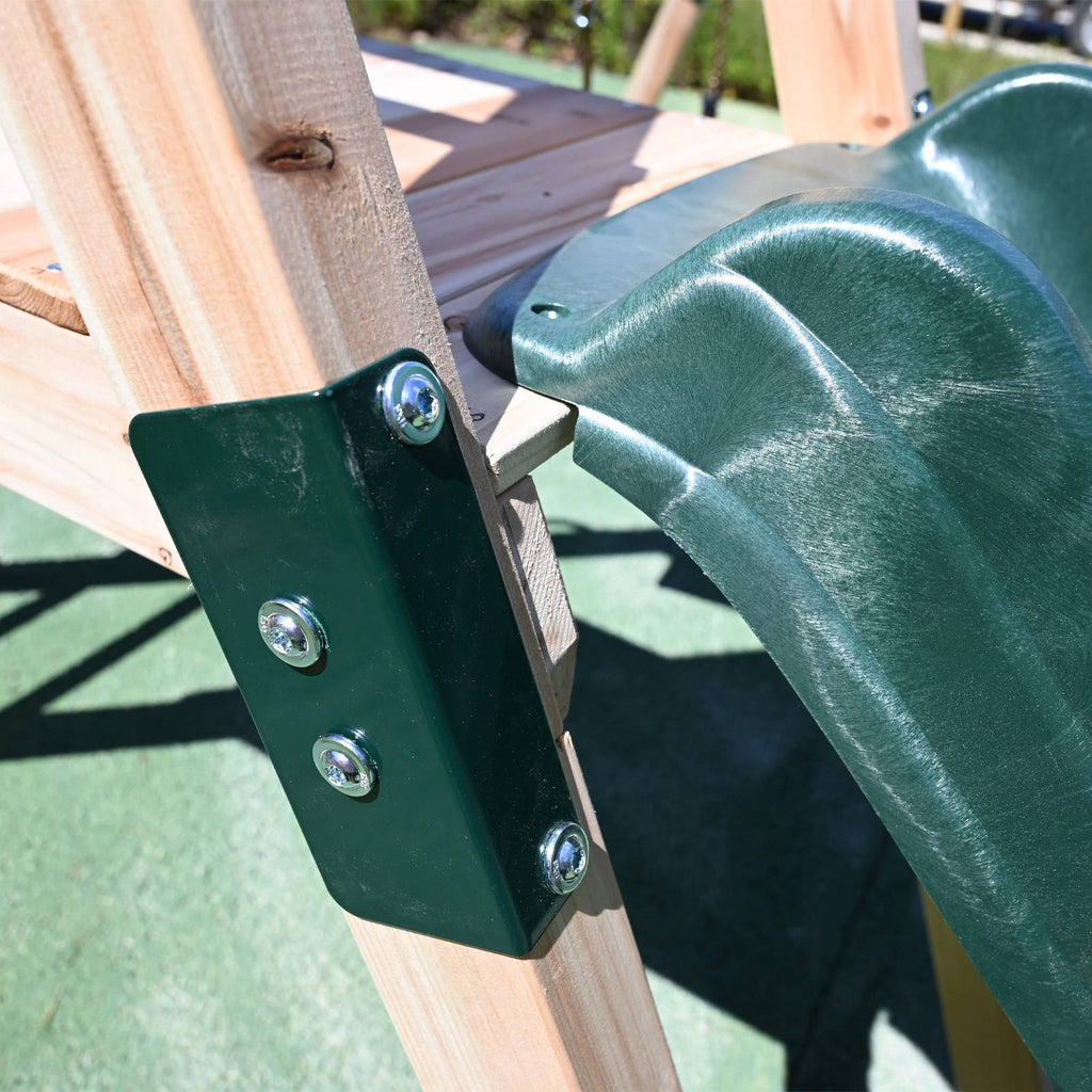 GALACTICA Outdoor Wooden Swing and Slide Set GC-SSS03