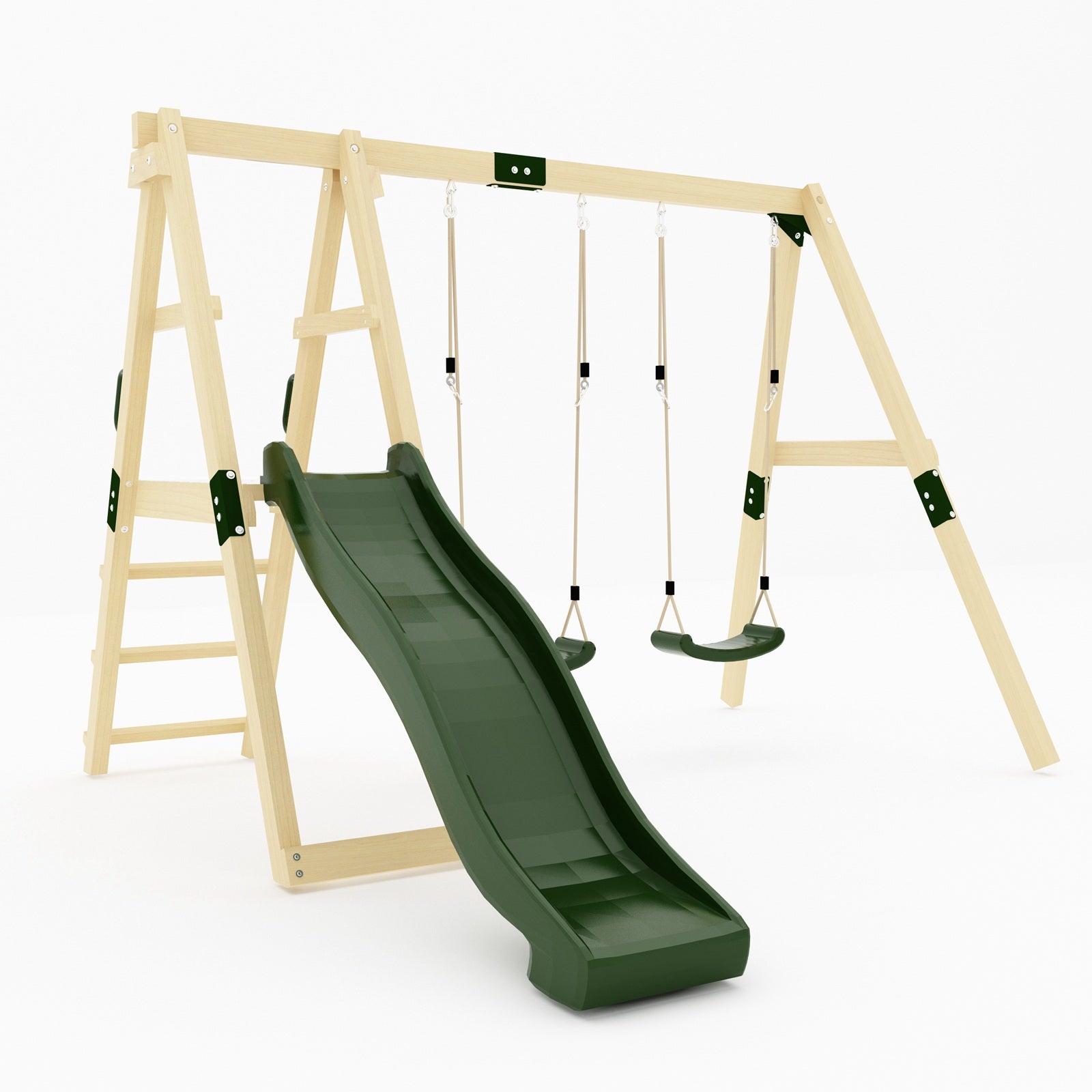 GALACTICA Outdoor Wooden Swing and Slide Set GC-SSS03
