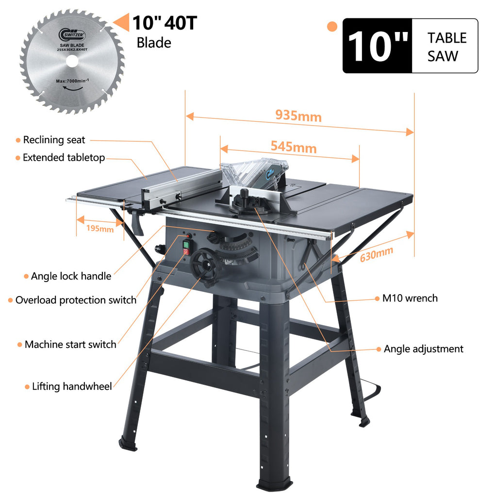SwitZer Table Saw 1800W TS01 Grey