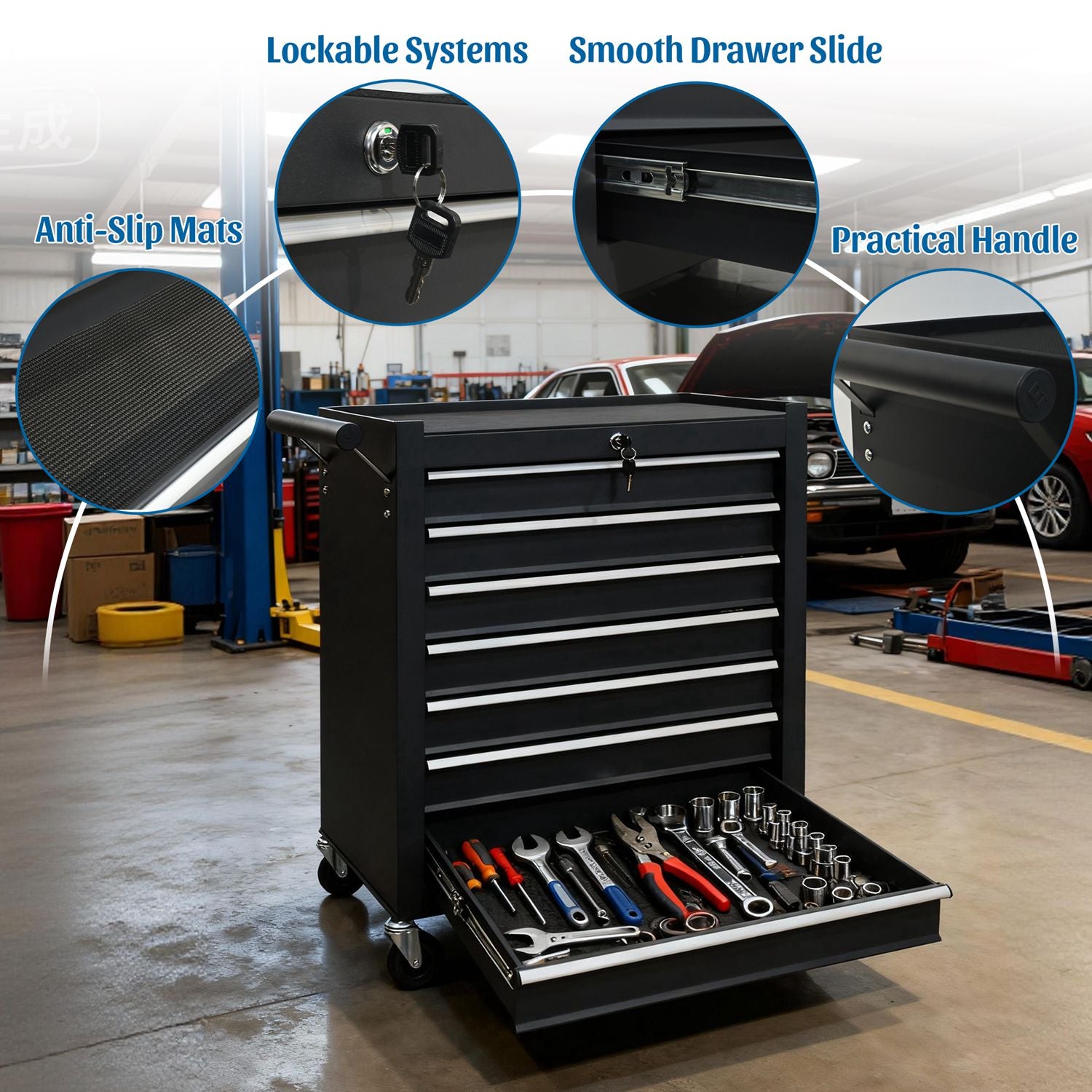 SwitZer Tool Cabinet Trolley Black