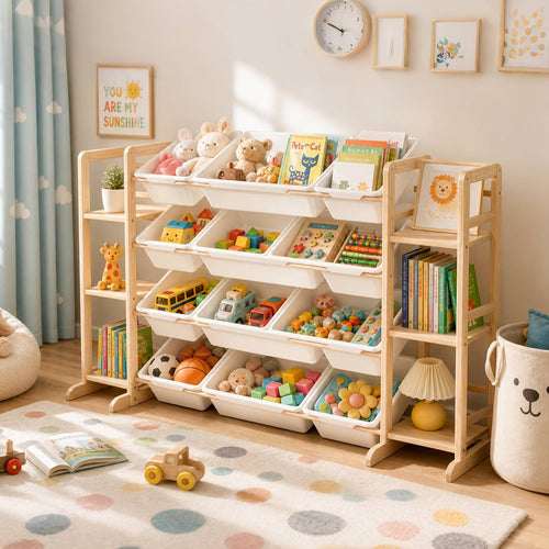 GALACTICA Kids Toy Storage Organizer with Bookshelf