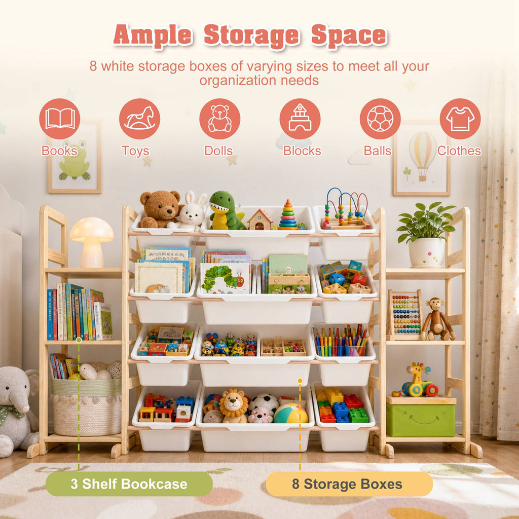 GALACTICA Kids Toy Storage Organizer with Bookshelf