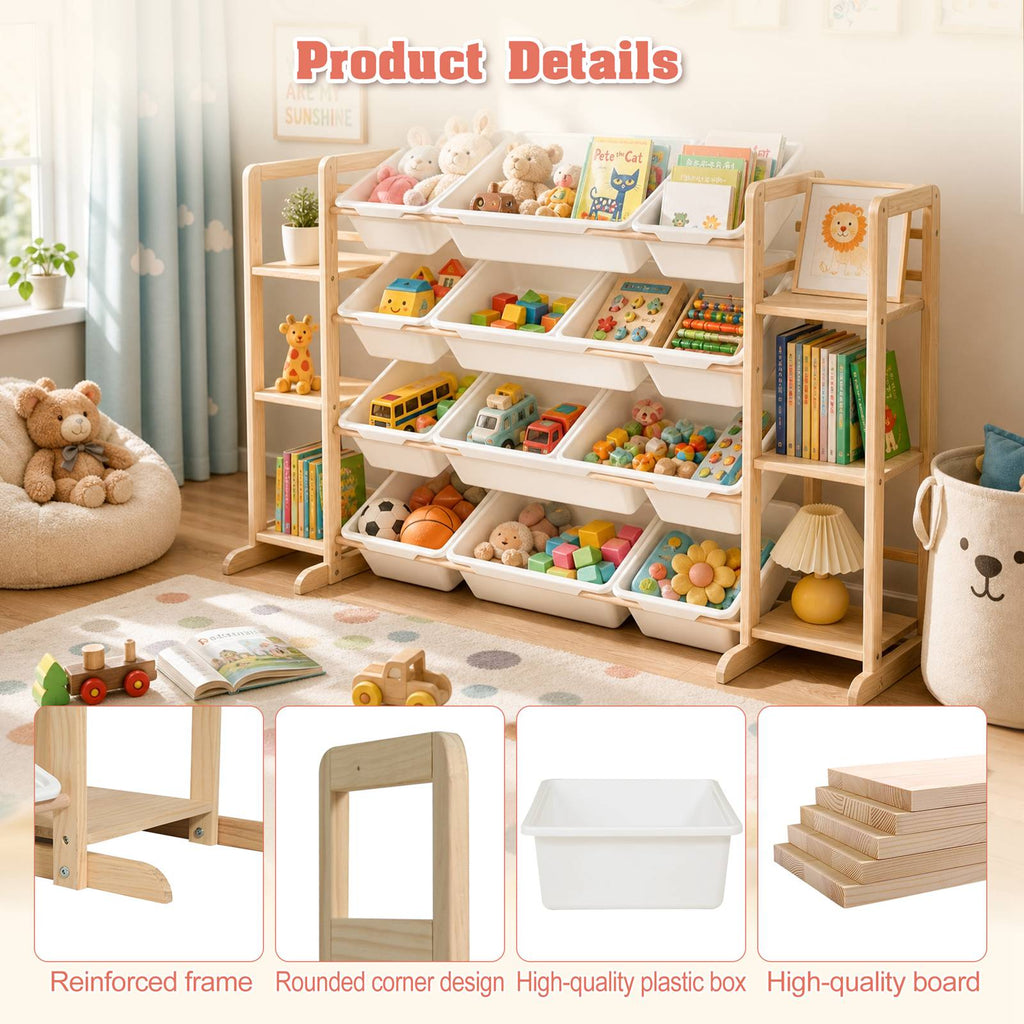 GALACTICA Kids Toy Storage Organizer with Bookshelf