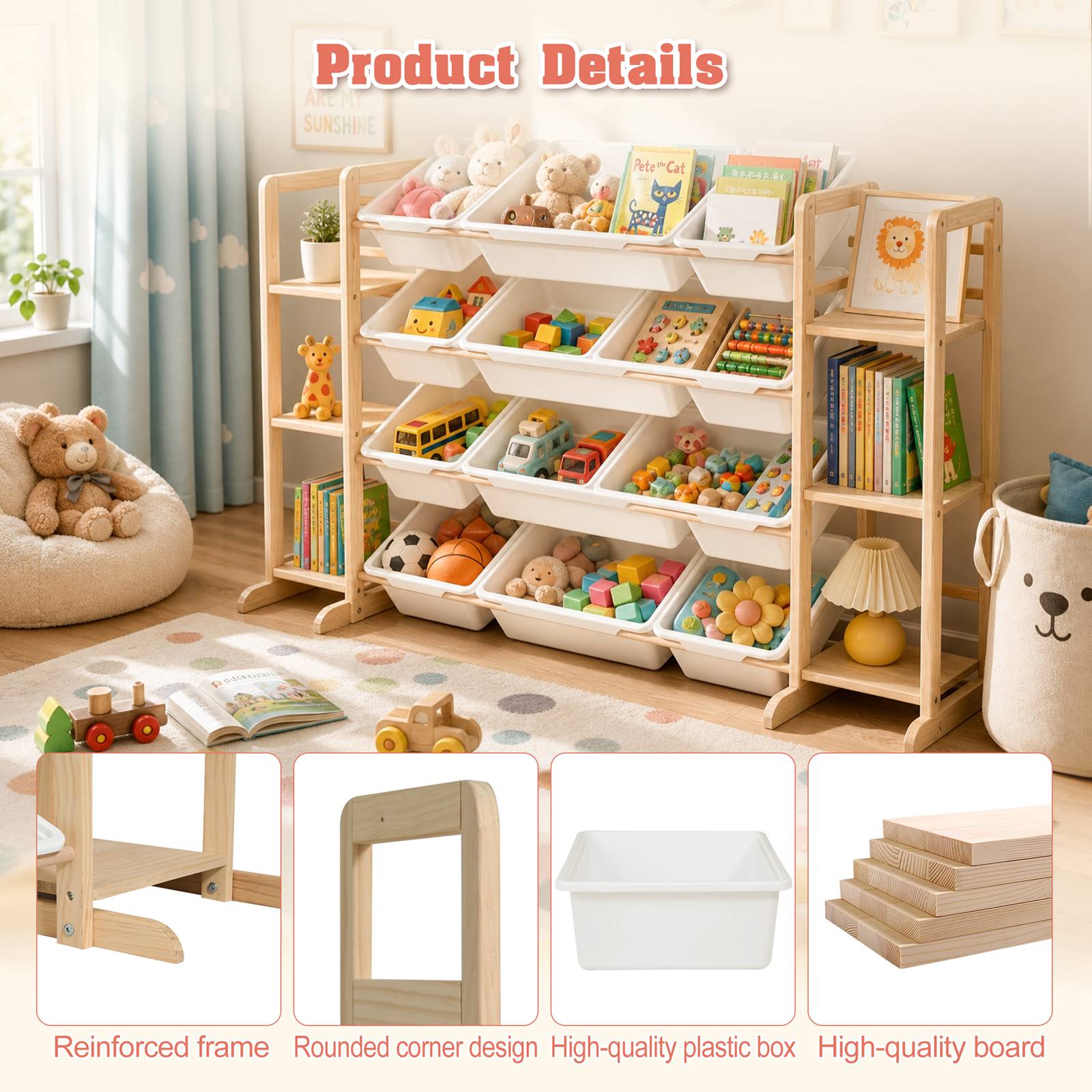 GALACTICA Kids Toy Storage Organizer with Bookshelf