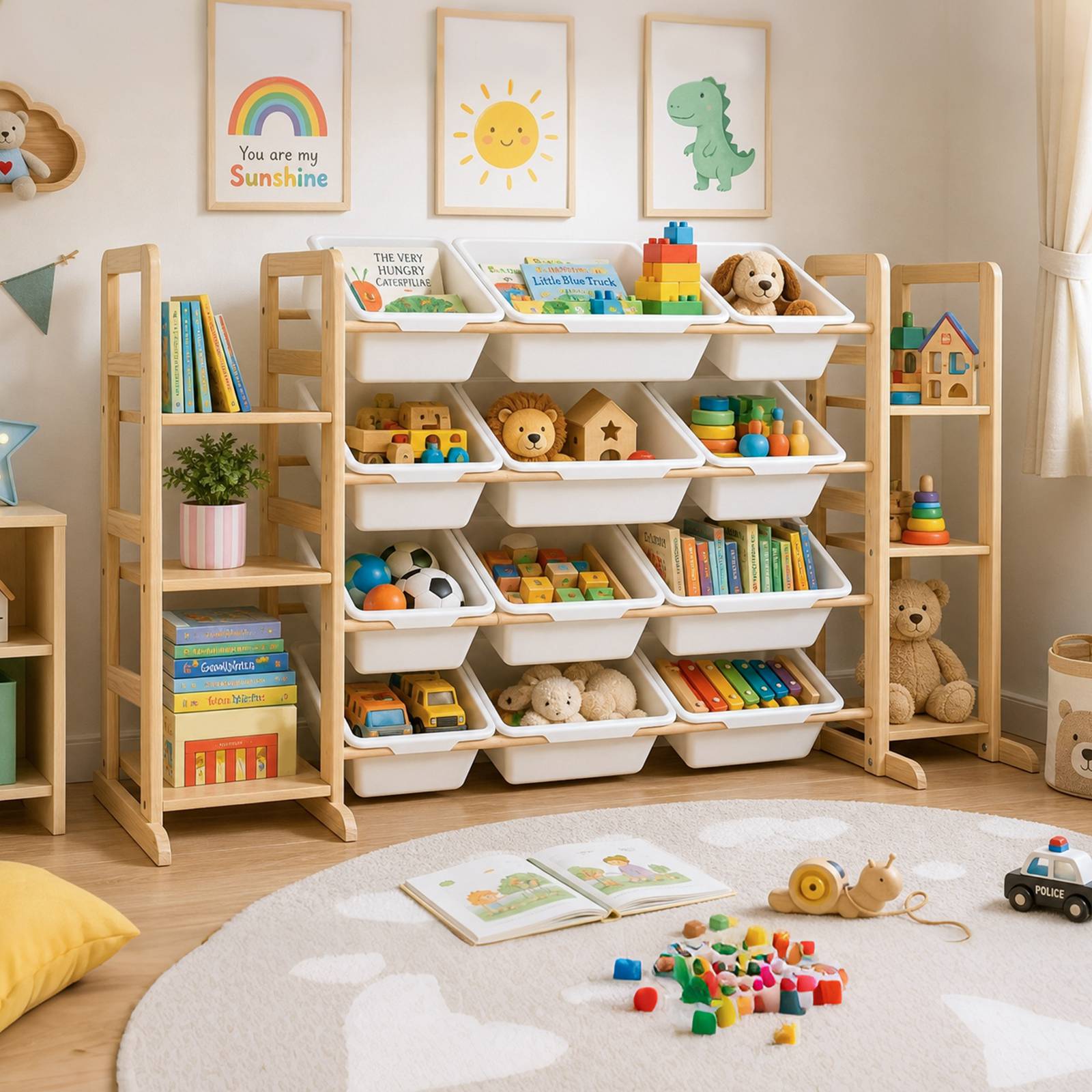 GALACTICA Kids Toy Storage Organizer with Bookshelf
