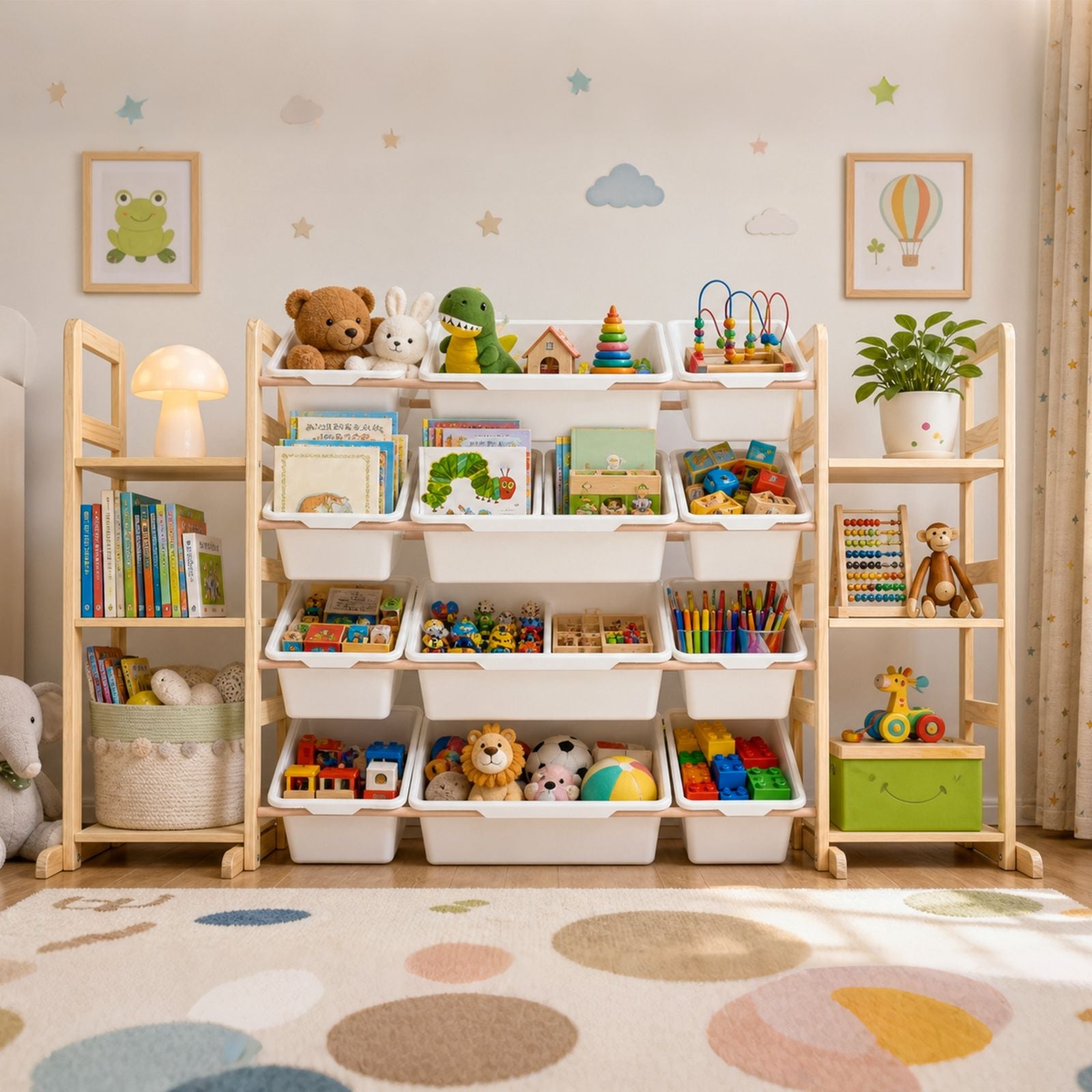 GALACTICA Kids Toy Storage Organizer with Bookshelf