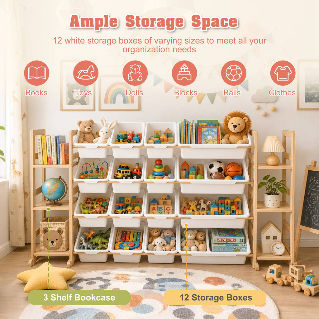 GALACTICA Kids Toy Storage Organizer with Bookshelf